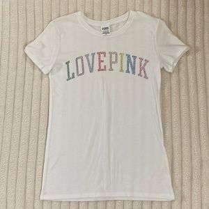 PINK Victorias Secret White with rhinestones Size XS NWOT